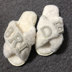BRIDE Glitz Patchwork Plush Slippers