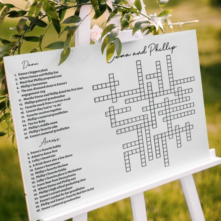 Custom Large Format Wedding Crossword Puzzle